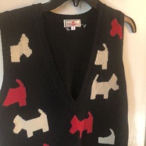 Vintage Scottish House Wool Scottie Dog Vest Sweater Women’s Size Small Black